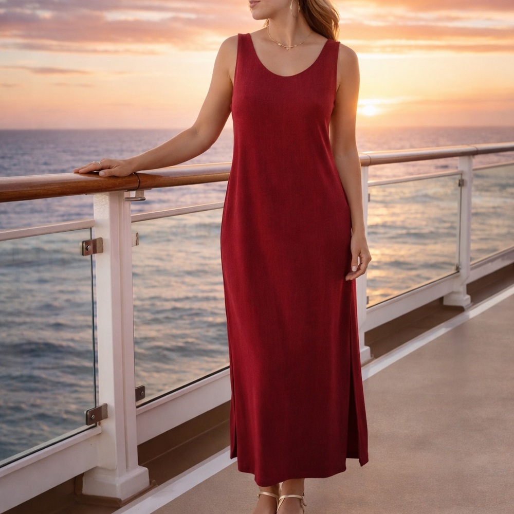 Sleeveless Red Maxi Dress - Elegant Everyday Wear